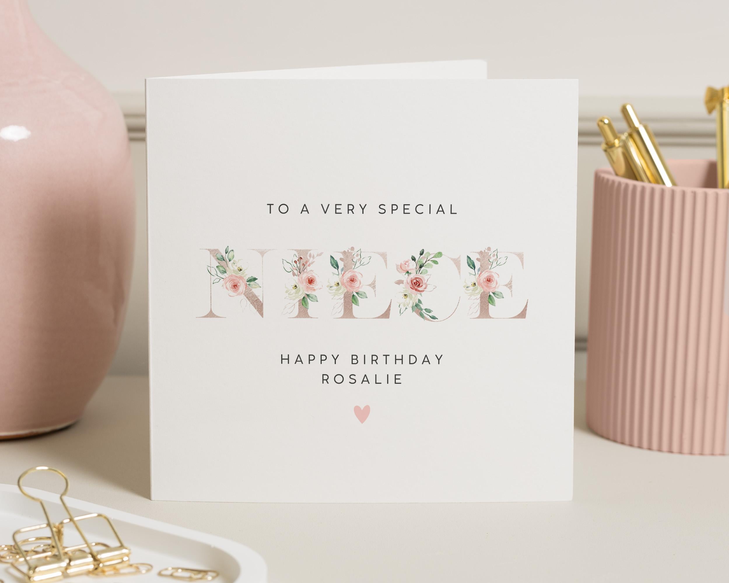 Birthday Card Niece, Personalised Niece Birthday Card, Birthday Card For Niece, Floral Birthday Niece, Special Niece Birthday Gift For Her