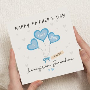 Carte de fête des pères de son fils, carte de fête des pères personnalisée, carte de papa, carte Je t'aime papa, carte de fête des pères pour papa