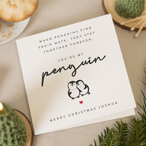 Carte de Noël petit ami, cartes de Noël mari, pour mari, cadeau de Noël petit ami, pour petit ami, carte de Noël pingouin, petite amie