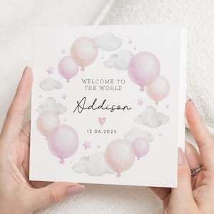 New Baby Card, Personalised Baby Card, Welcome To The World Card, Baby Girl Card, Custom Name Card, Baby Shower Card, Newborn Card