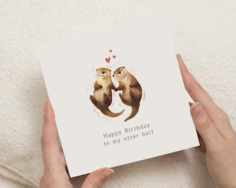 Tarjeta de cumpleaños para pareja, tarjeta de cumpleaños de nutria, tarjeta de cumpleaños bonita para él o ella, tarjeta de cumpleaños romántica, tarjeta de cumpleaños de animales