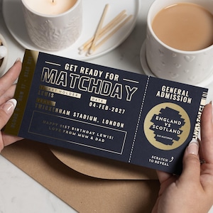 Scratch Off Football Match Ticket, Football Ticket Gift, Rugby Ticket, Football Ticket Scratch Card, Gameday Ticket, Scratch To Reveal