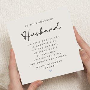 Birthday Card for Husband, Husband Birthday Card, Birthday Card for Him, Personalised Husband Card, Romantic Birthday Card for Men