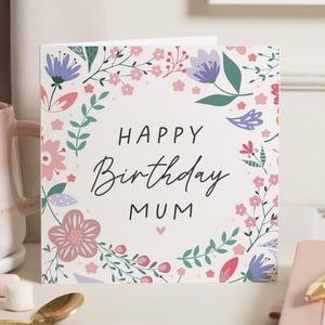 Cartão de aniversário floral, cartão de feliz aniversário, aniversário de amiga, cartão de aniversário para ela, cartão personalizado, aniversário da avó, cartão de aniversário da mulher