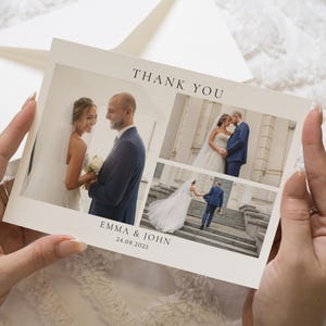 Einfache personalisierte Dankeskarten Hochzeit, Postkarte Dankeskarten Landschaft, Hochzeit Dankeskarten mit Foto, gefaltete Dankeskarten