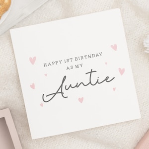 1º aniversário como minha tia cartão, cartão de aniversário personalizado para tia, 1º aniversário como um cartão de tia, presente de aniversário de tia, para ela