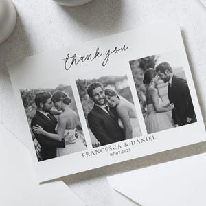 Moderne Dankeskarten Hochzeit, Einfache Dankeskarten Hochzeit Mit Foto, Schwarz & Weiss Foto Danksagungskarten, Danksagungskarten Hochzeit