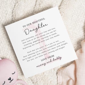 Carte 1er anniversaire fille, 1er anniversaire carte poème, première carte d'anniversaire fille, carte 1er anniversaire fille, cadeau premier anniversaire fille