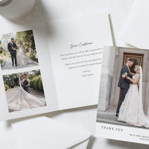Cartes de remerciement pour mariage personnalisées avec photo, Cartes de remerciement personnalisées pliées, Cartes de remerciement modernes pour mariage, Cartes de remerciement pour mariage image 2