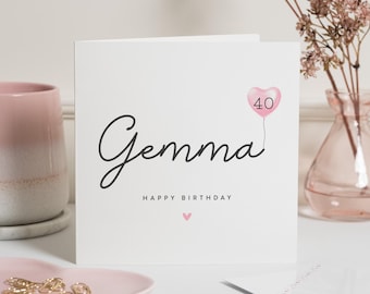 40th Birthday Card For Women, 40th Wife Card, 40th Birthday Card Friend, Personalised 40th Birthday Card, Happy Birthday 40 Card, For Her