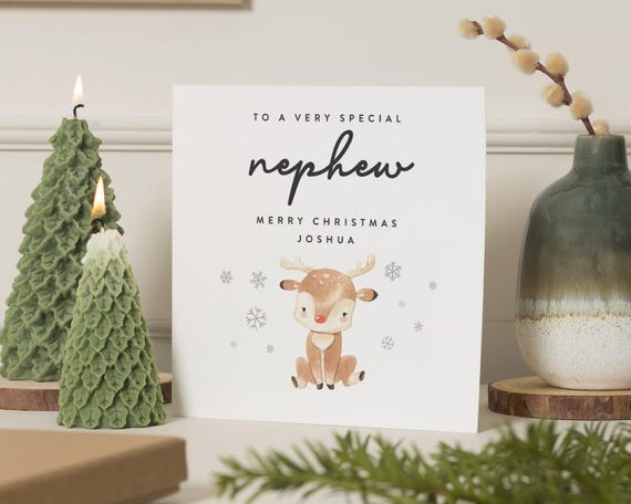 Biglietto Di Natale Per Nipote – Auguri Speciali Con Messaggio Affettuoso | Idea Regalo Con Busta E Nastri Rossi