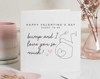 Valentine&#39;s Card For Dad To Be, Personalised Valentines Day Card From The Bump, New Dad Card, Dad To Be Gift, New Dad Valentine Card For Him