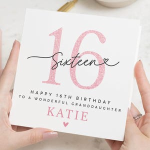 Personalisierte 16. Geburtstagskarte Mädchen, Enkelin 16. Geburtstagskarte, süßes 16. Geburtstagsgeschenk für Nichte, sechzehnter Geburtstags-Andenken