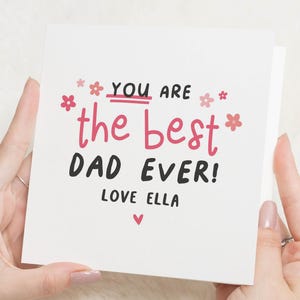 Birthday Card for Dad, Personalised Card for Dad, Fathers Day Card, Best Dad Card, Card from Daughter, Cute Card for Him