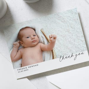 Cartes de remerciement avec photo pour bébé fille, jolies cartes de remerciement pour bébé, cartes de remerciement personnalisées pour bébé fille, carte postale de bébé garçon, carte de remerciement