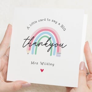 Carte de remerciement pour professeur, carte de remerciement personnalisée pour professeur, carte de remerciement arc-en-ciel, carte de fin d'année, carte de remerciement pour elle
