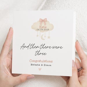 Nieuwe babykaart, gepersonaliseerde babykaart, kaart voor zwangerschapswensen, en toen waren er drie, kaart voor babyshower