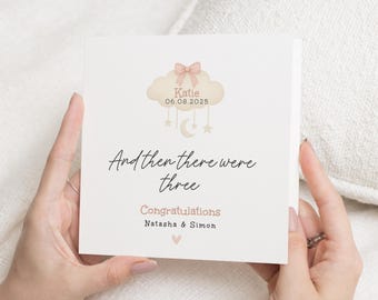 New Baby Card, Personalised Baby Card, Pregnancy Congratulations Card, And Then There Were Three Card, Baby Shower Card
