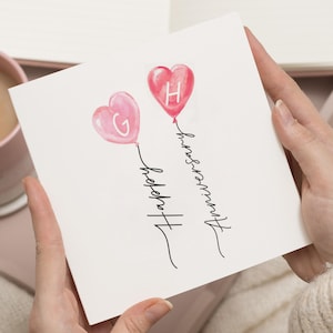 Biglietto d'auguri per anniversario, biglietto d'auguri personalizzato per anniversario, biglietto romantico per coppia, biglietto con iniziali personalizzate, grazioso biglietto d'auguri per anniversario per lui o per lei
