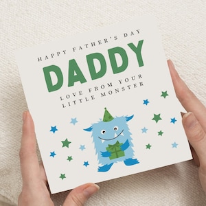 Fathers Day Card for Daddy, Fathers Day Card from Kids, Cute Monster Fathers Day Card, Personalised Fathers Day Card for Him