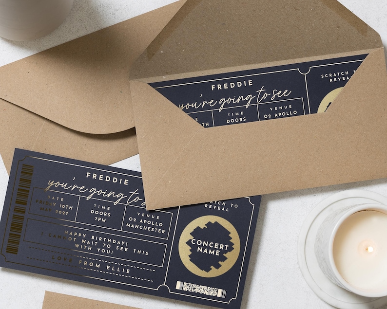 Scratch To Reveal Ticket, Concert Ticket Scratch Card, Concert Gift Ticket, Foil Ticket, Scratch Off Card, Scratch Surprise Card, Voucher image 6