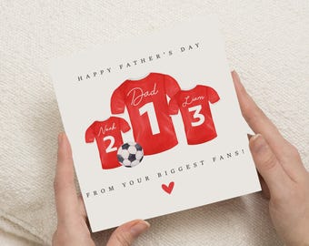 Fathers Day Card Dad, Personalised Fathers Day Card, Football Shirt Card, Fathers Day Card from Kids, Dad Fathers Day Card, Biggest Fans