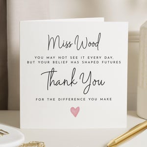 Carte de remerciement pour enseignant, Carte de remerciement enseignant, Carte de remerciement pour elle, Carte de fin d'année, Carte de remerciement, Carte personnalisée