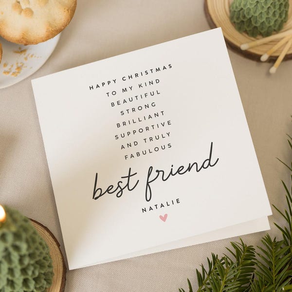 Best Friend Christmas Card, Best Friend Xmas Card, Bestie Christmas Card, Christmas Card Best Friend, Christmas Card Friend, Friend Gift