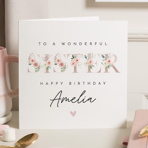 Tarjeta de cumpleaños personalizada para hermana, tarjeta de cumpleaños floral para hermana, tarjeta de cumpleaños para hermana, regalo de cumpleaños para hermana, hermana especial, tarjeta linda