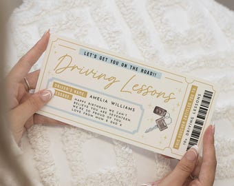 Personalised Driving Lessons Gift Voucher, Birthday Gift For Daughter, Son, Custom Driving Gift, 17th Birthday Gift, Custom Voucher