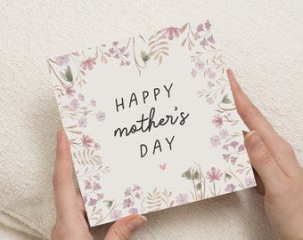 Floral Mother's Day Card, Happy Mothers Day Card, Card For Mothers Day, Mum Mothers Day Cards For Her, Mothers Day Card With Flowers