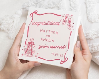 Wedding Card for Couple, Personalised Wedding Card, Congratulations Card, You're Married Card, Wedding Day Card, Champagne Card
