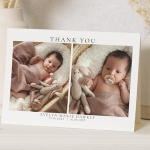 Eenvoudige bedankkaarten voor nieuwe baby's, gepersonaliseerde bedankkaarten voor nieuwe baby's, bedankkaarten voor babyfoto's, bedankkaarten voor ansichtkaarten, bedankbriefjes