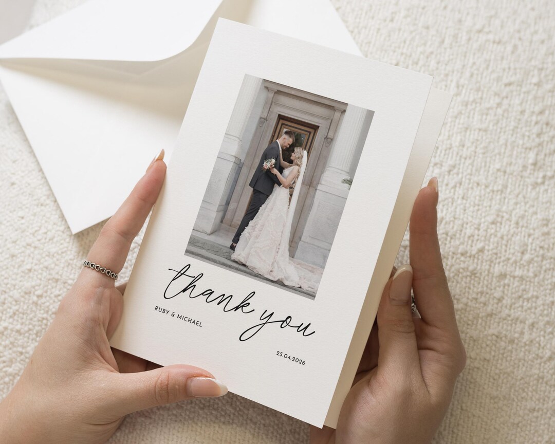 Personalised Wedding Thank You Card, Photo Wedding Thank You Card ...