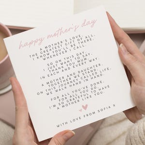 Biglietto personalizzato per la festa della mamma, biglietto di auguri per la festa della mamma dalla figlia, regalo per la festa della mamma, biglietto per la festa della mamma per la mamma, regali per la festa della mamma