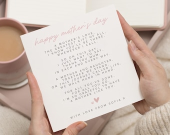 Carte personnalisée de fête des mères, carte de fille heureuse de fête des mères, cadeau de fête des mères, carte de fête des mères pour maman, cadeaux de maman pour la fête des mères