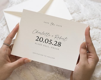 Personalised Save the Date Card, Wedding Save the Date Card, Simple Save the Date, Minimalist Save the Date Card, Custom Wedding Card