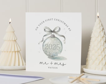 First Christmas As Mr And Mrs Card, Personalised Christmas Card, Newlywed Christmas Card, First Married Christmas Card