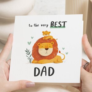 Biglietto di auguri per papà, Biglietto di auguri per il miglior papà, Biglietto di auguri con un leone per lui, Biglietto di auguri con un simpatico animale, Biglietto per la festa del papà per papà