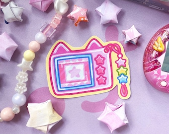 Tamagotchi roze matte sticker met virtueel huisdierthema voor tijdschrift IPad-decor