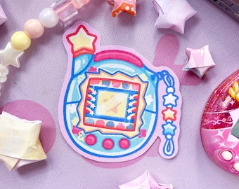 Tamagotchi Connection Blue Virtual Pet Themed Matte Sticker for Journal IPad Decor