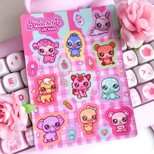Vintage LPS Baby-Tiere Aufkleber Blatt Girly niedlich Schreibwaren für Journal Scrapbook Laptop Handy Fall Dekor
