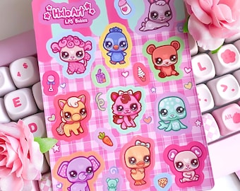 Vintage LPS Baby Animals Sticker Sheet: Girly Journal Scrapbook Decor