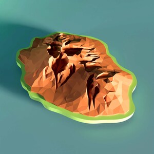 LowPoly - Archivos STL y 3MF 3D de la Isla Reunión para impresión 3D (974)