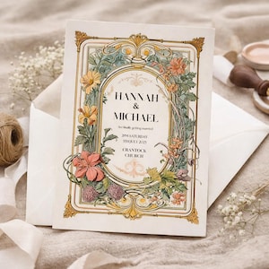 1920s Vintage Art Nouveau Rococo Wedding Invitation Custom Template (Digital Download)