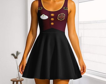 Bellhop Costume Skater Dress, Tower of Terror Movie Women Dress, Disney Cast Member Cosplay, Tower Hotel Costume Dress, Gift For Women