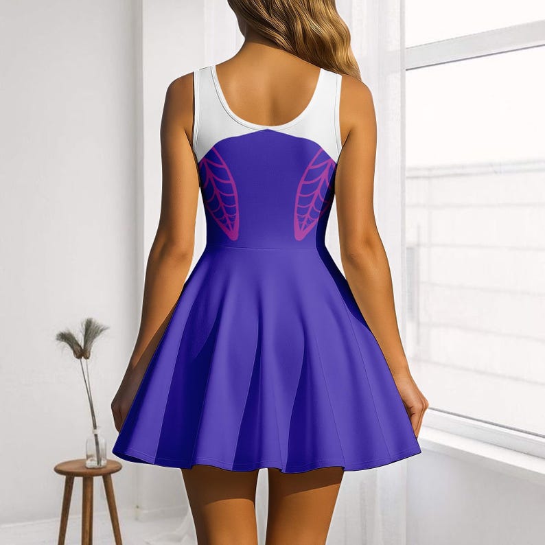 Spider Gwen Costume Skater Dress, Gwen Stacy Spider Dress, Disney Spider Gwen Women Dress, Superhero Dress, Halloween Gift For Her