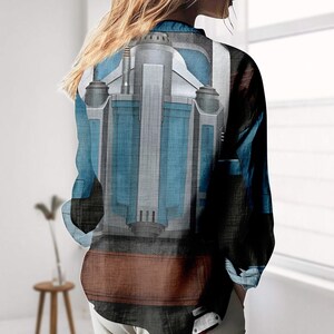 Bo-Katan Cosplay Linen-Look Shirt, Star Wars Women Shirt, Warrior Blouse Tops Women, Mandalorian Casual Shirt, Halloween Gifts