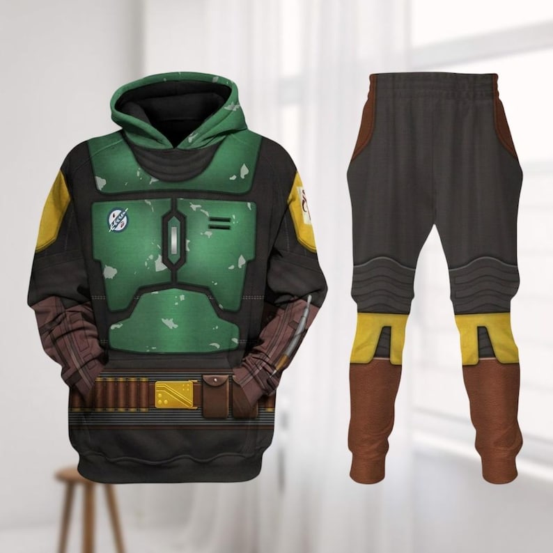 Boba Fett Costume Hoodie Jogger, Star Wars Boba Fett Jogger, Star Wars Costume Hoodie, Mandalorian Cosplay Shirt, Star Wars Gift
