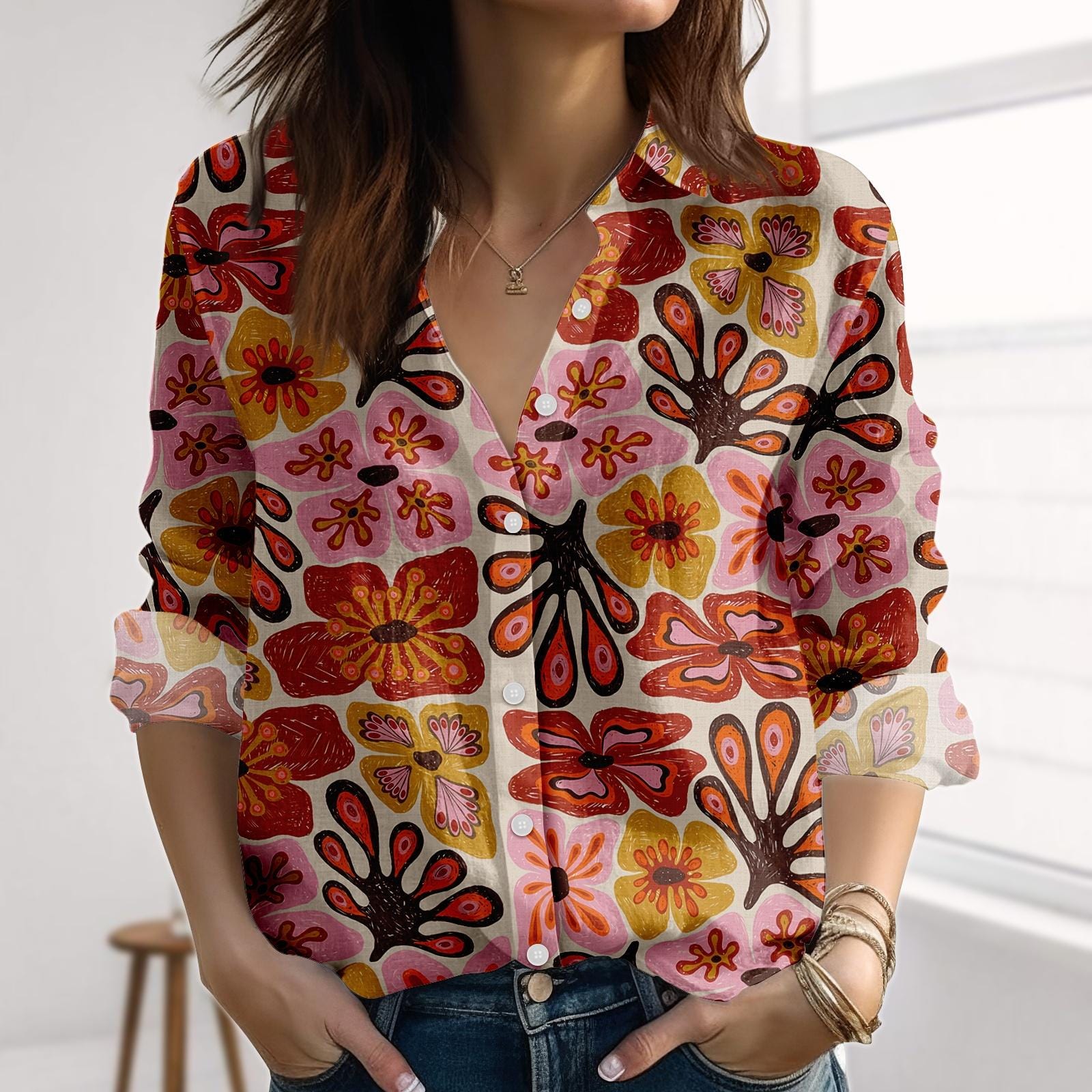 70s Floral Blouse - Etsy